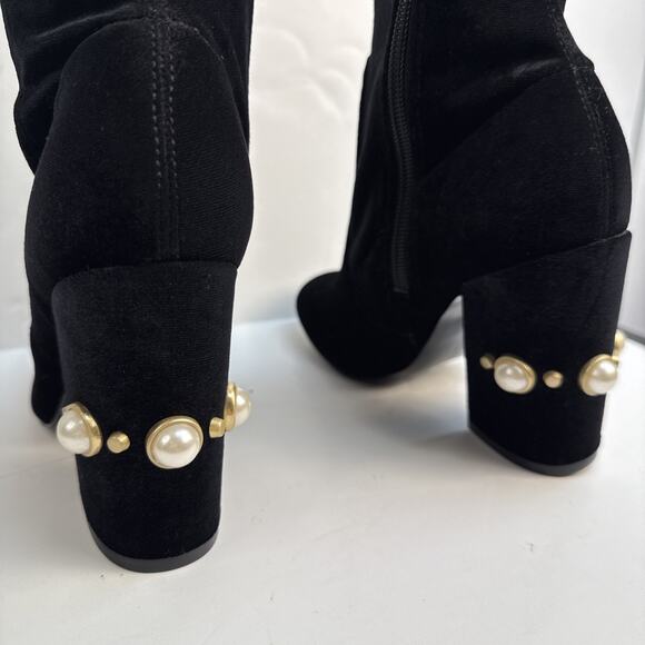 Ivanka Trump Velvet Tamir Tall Black Boots Zip size 6 NWOB - Picture 7 of 12